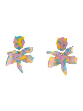 Lele Sadoughi Multicolor Floral Drop Earrings in Pink, Yellow & Blue